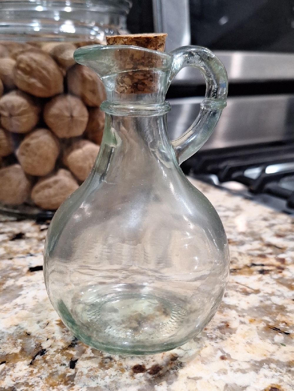 Small Clear Glass Cruet with Cork Top